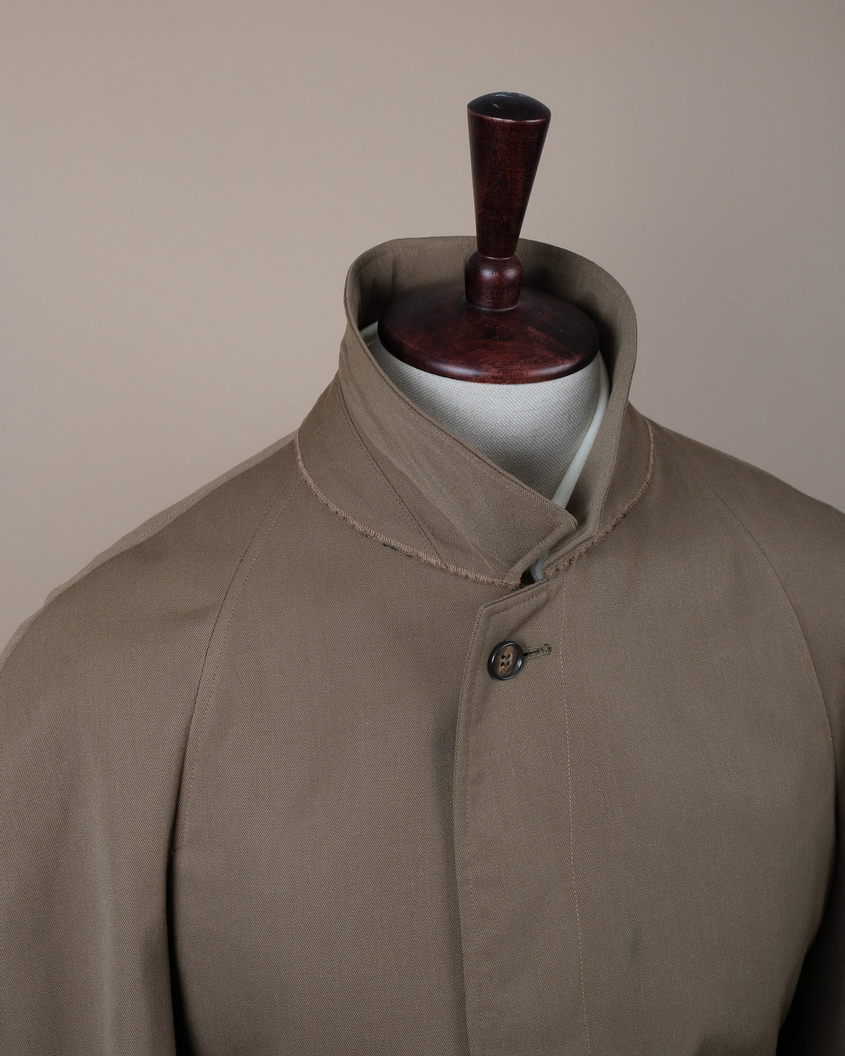 Olive Twill Belted Raglan Coat