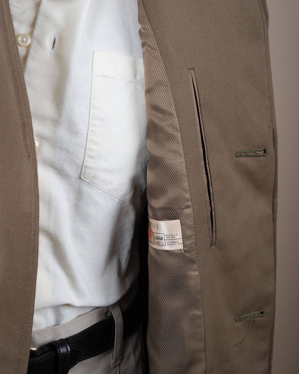 Olive Twill Belted Raglan Coat