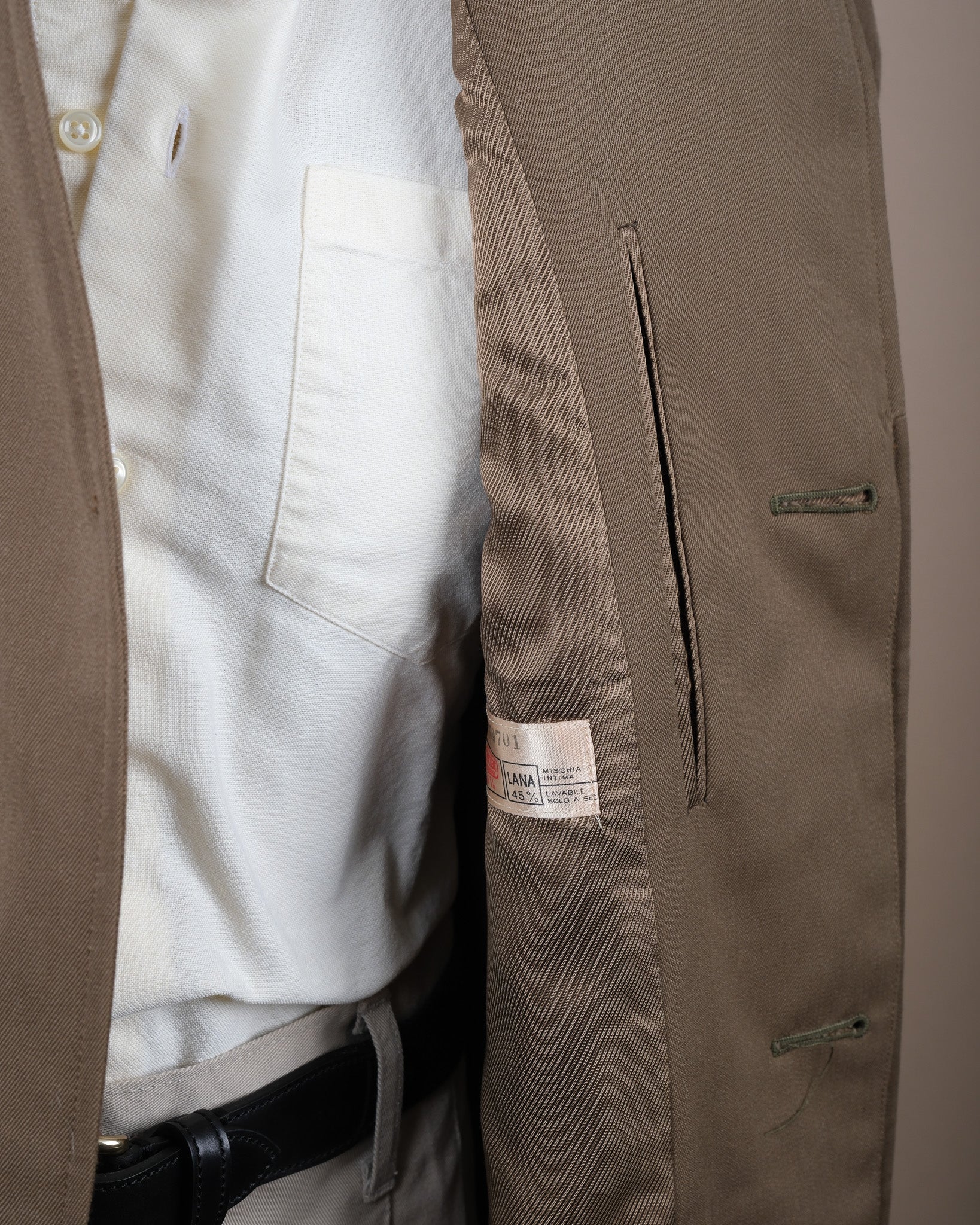 Olive Twill Belted Raglan Coat