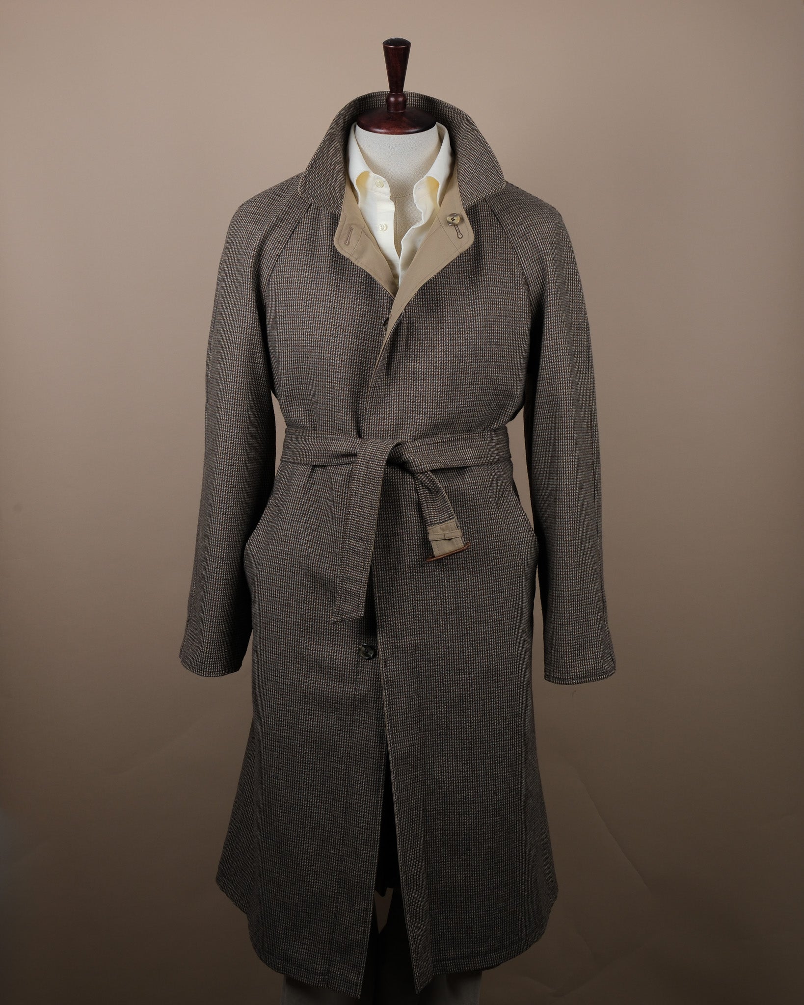 Reversible Belted Raglan Tweed/Twill Coat