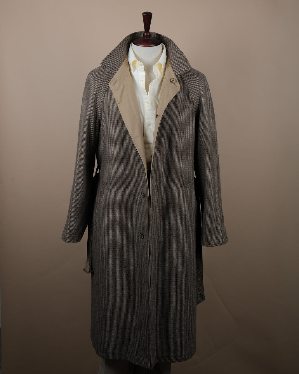 Reversible Belted Raglan Tweed/Twill Coat