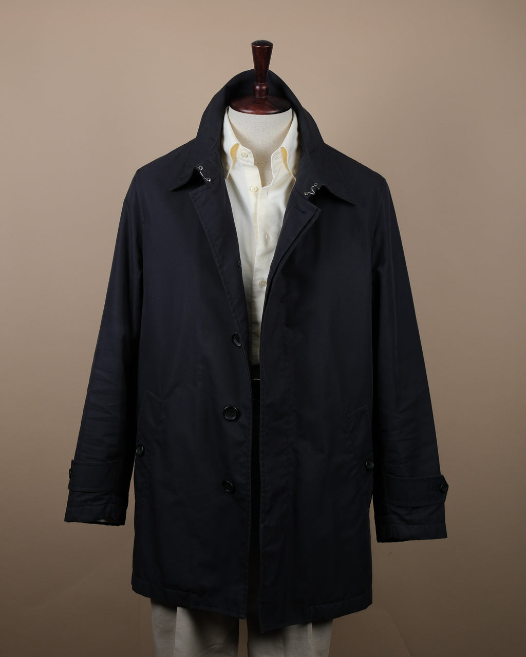 Dark Navy Cotton/Nylon Car Coat