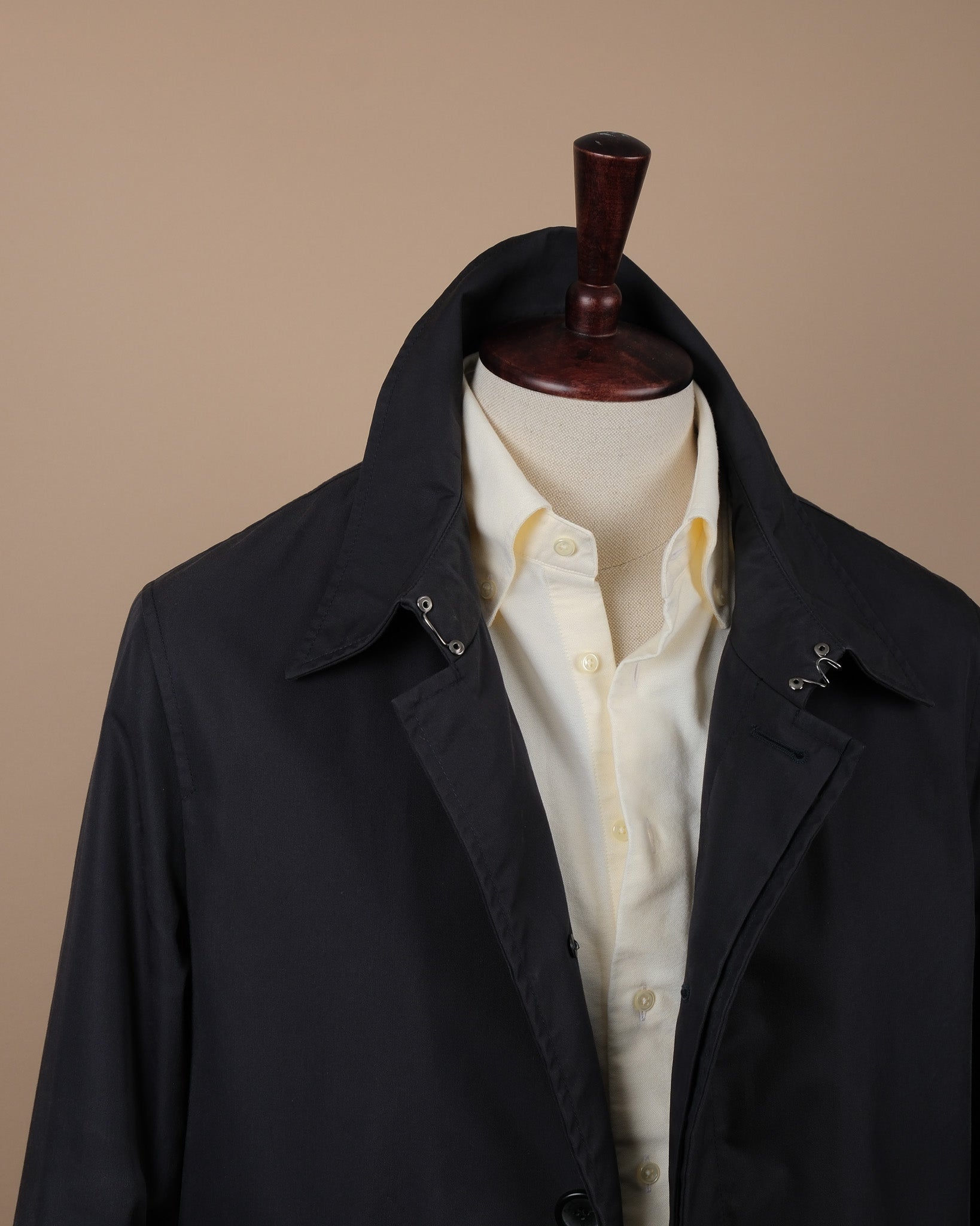 Dark Navy Cotton/Nylon Car Coat