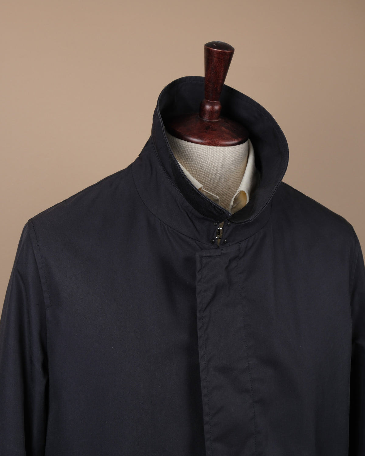 Dark Navy Cotton/Nylon Car Coat