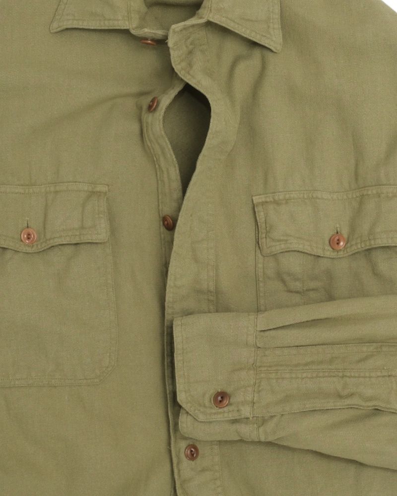 Olive Cotton Twill Work Shirt