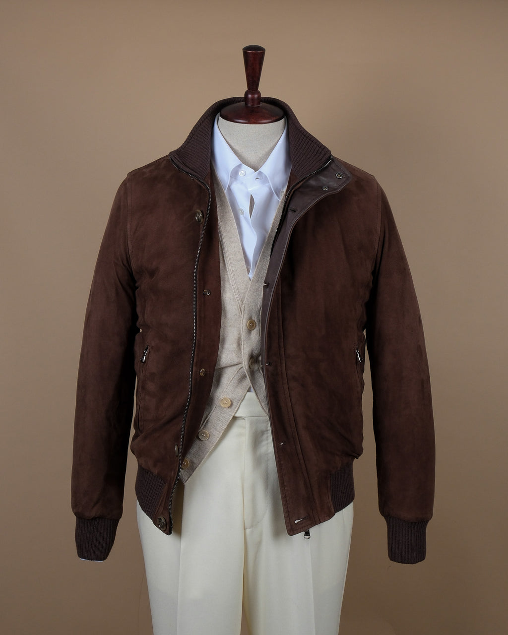 Dark Brown Suede Flight Jacket