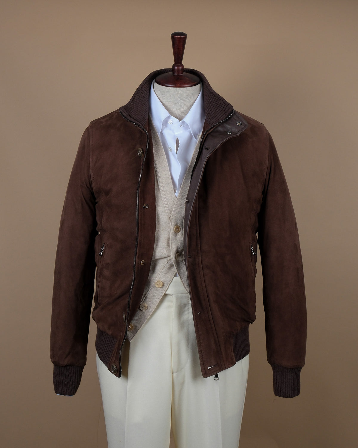 Dark Brown Suede Flight Jacket