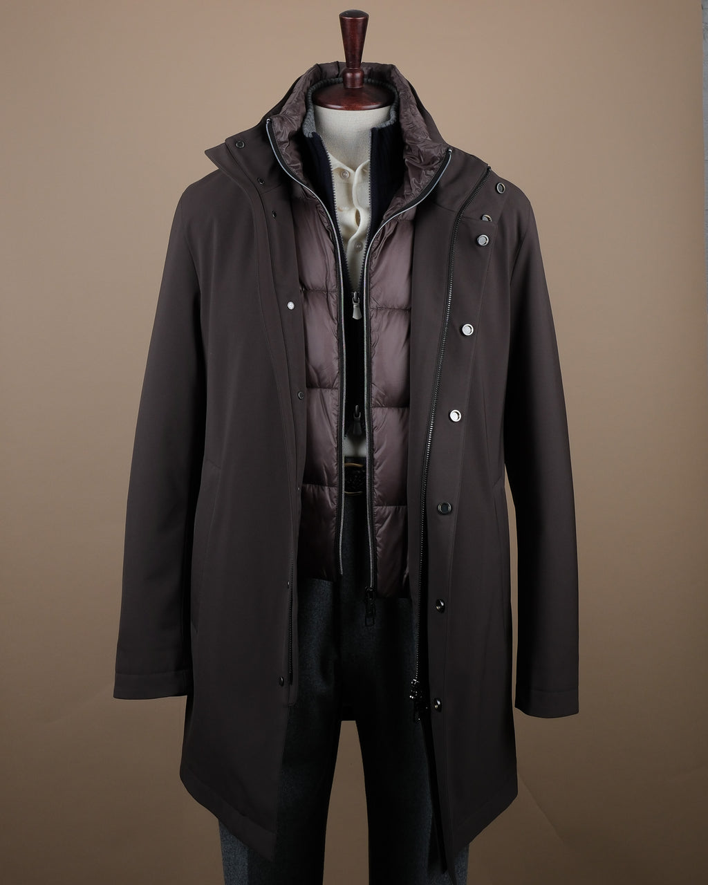 Dark Green Aero Twill Down Padded Car Coat