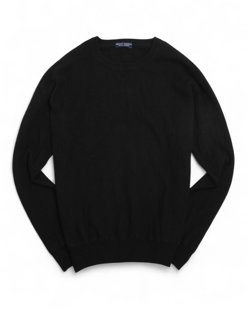 Black 2-Ply Cashmere Crewneck