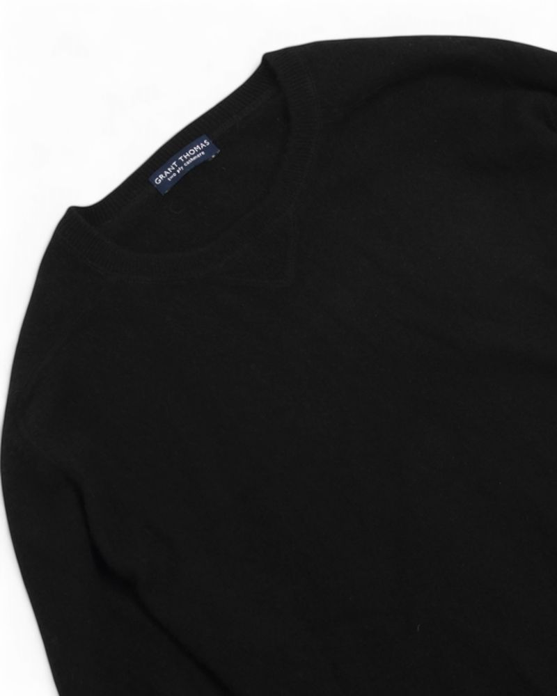 Black 2-Ply Cashmere Crewneck