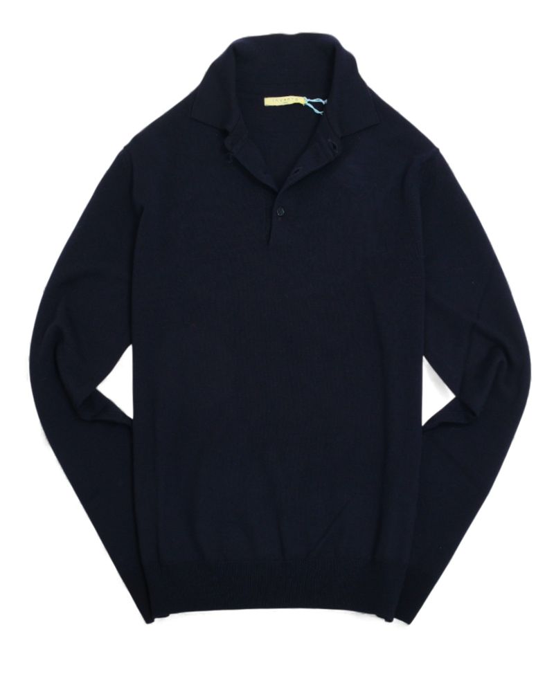 Navy Extrafine Merino Polo