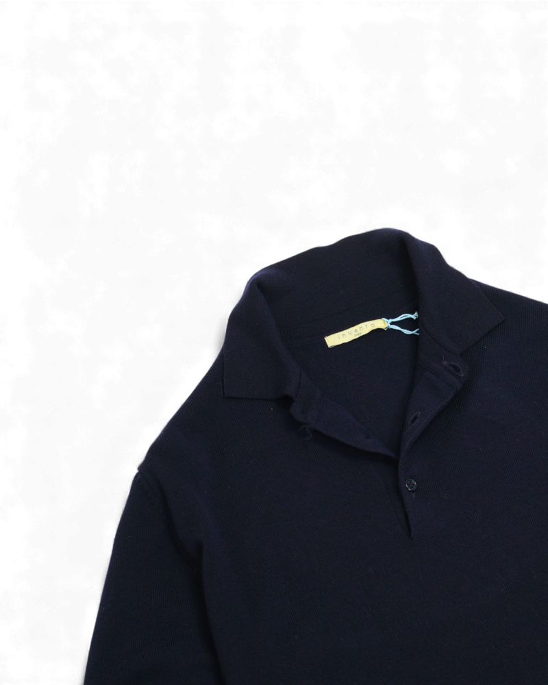 Navy Extrafine Merino Polo
