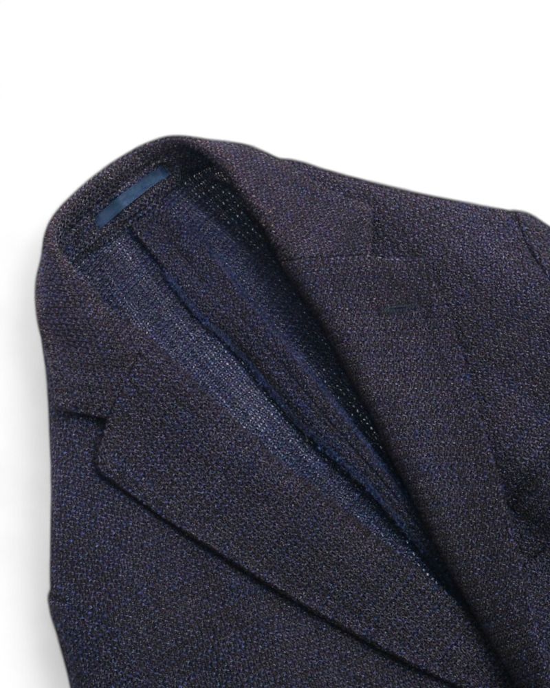 Navy Unlined Wool & Silk Blend Open Weave Sports Jacket