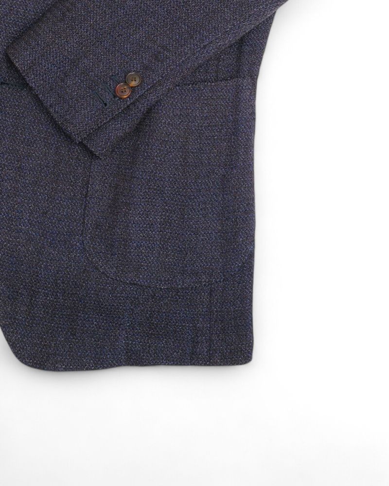 Navy Unlined Wool & Silk Blend Open Weave Sports Jacket
