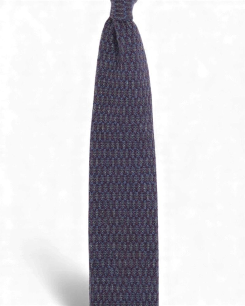 Purple/Blue/Grey Jacquard Silk & Cashmere Knit Tie