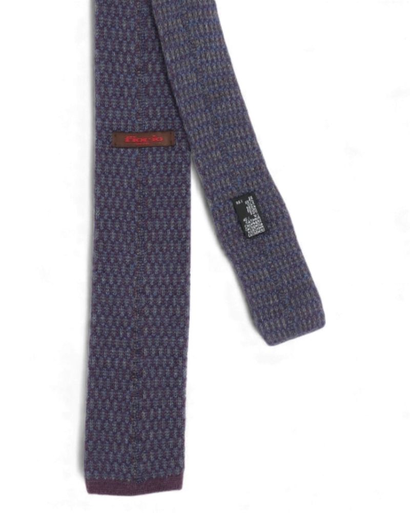 Purple/Blue/Grey Jacquard Silk & Cashmere Knit Tie