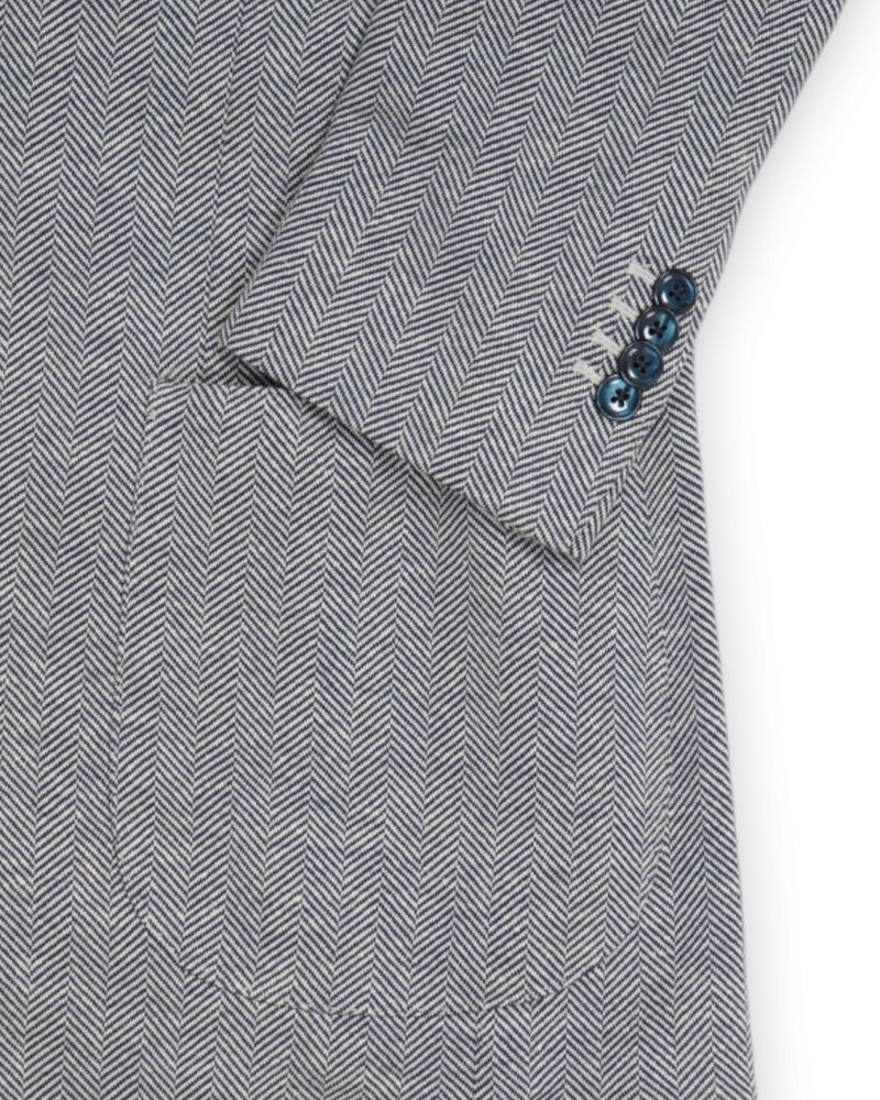 Inc Blue/White Herringbone Linen & Cotton Sports Jacket
