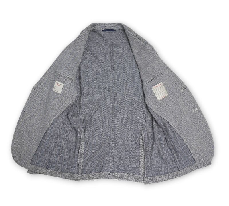 Inc Blue/White Herringbone Linen & Cotton Sports Jacket