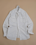 Ecru/Blue Hairline Stripe Cotton/Linen "R" Shirt