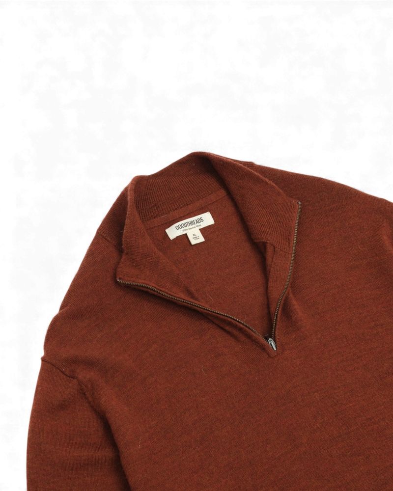 Brown Wool Half Zip