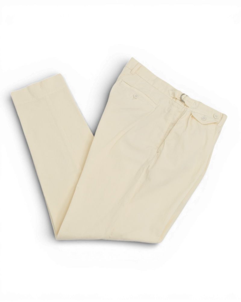 Cream Needlecord Pleated Trousers