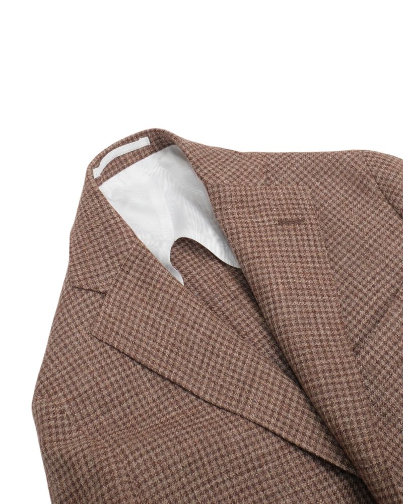 Brown & Beige Houndstooth Wool & Linen Sports Jacket