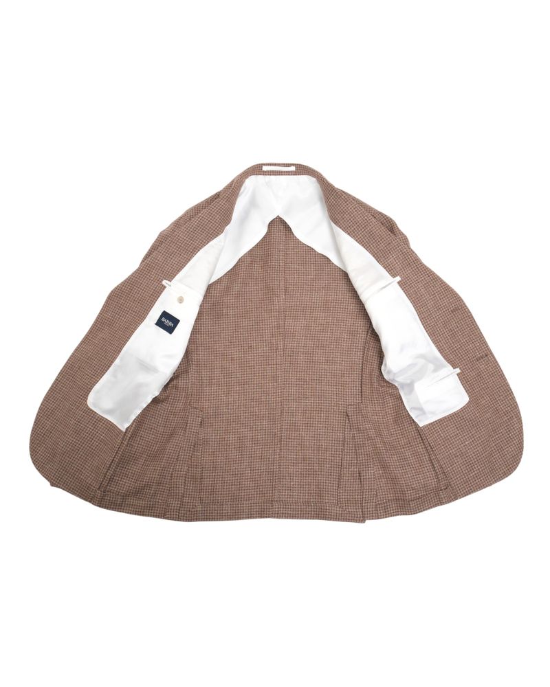 Brown & Beige Houndstooth Wool & Linen Sports Jacket (48-56)