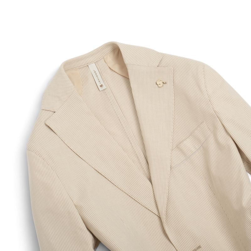 Light Beige Pinstripe Unconstructed Suit