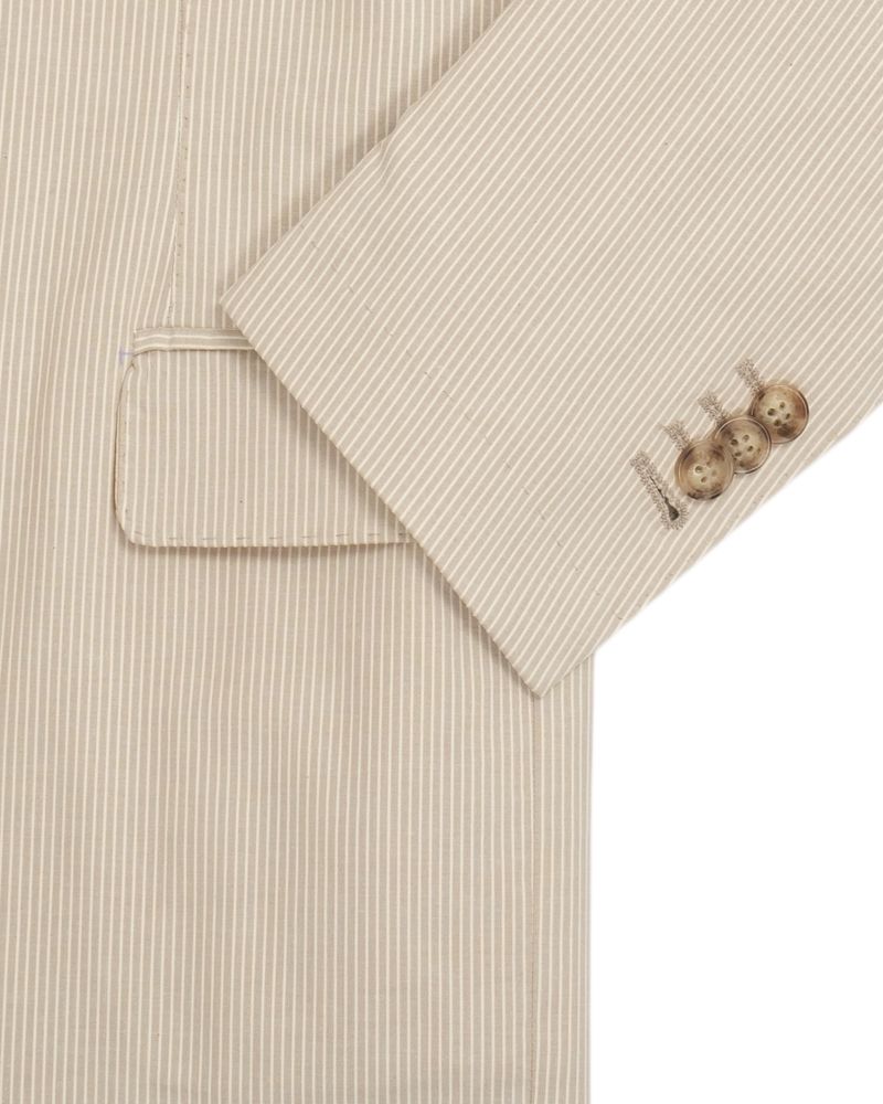 Light Beige Pinstripe Unconstructed Suit