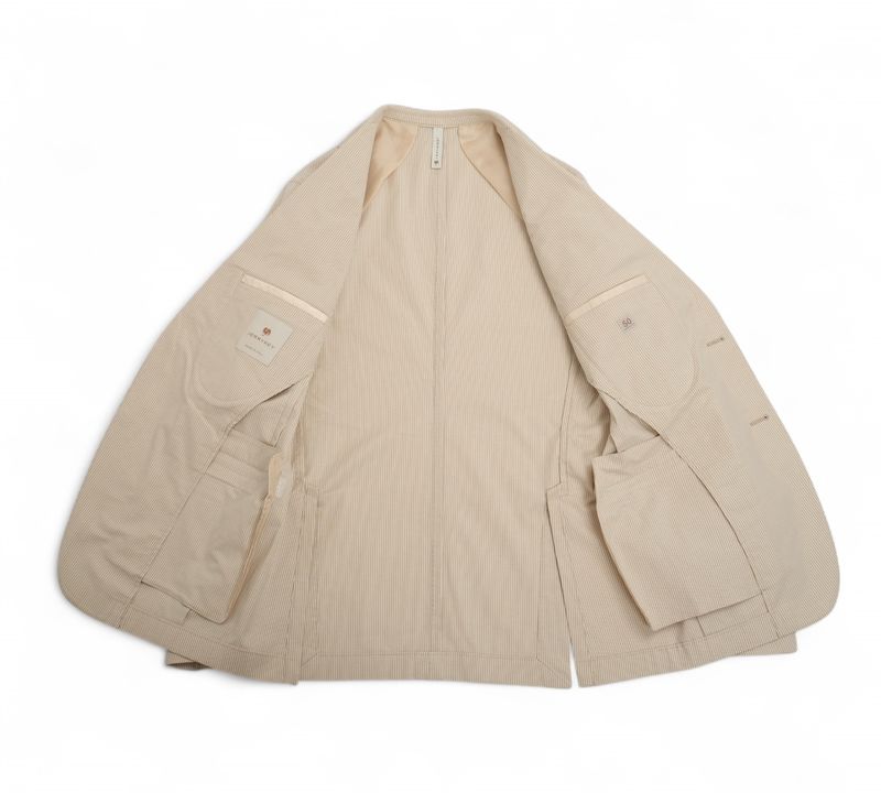 Light Beige Pinstripe Unconstructed Suit