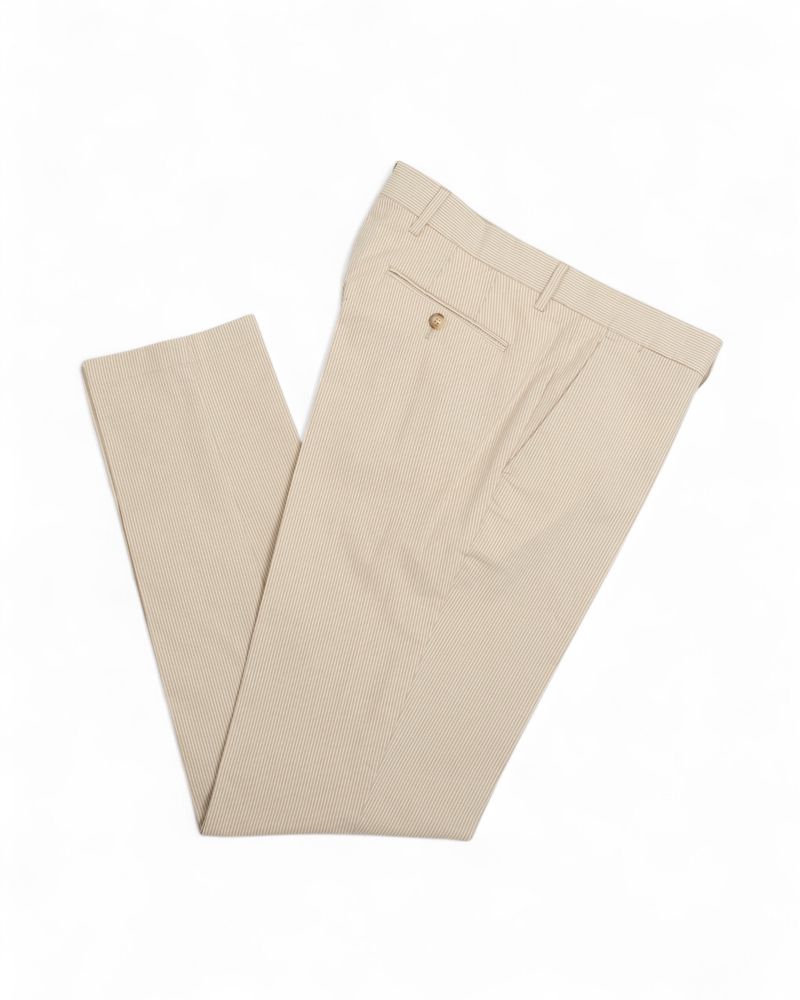 Light Beige Pinstripe Unconstructed Suit