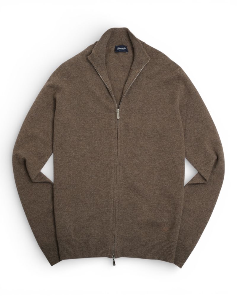 Taupe Wool & Cashmere Full-Zip