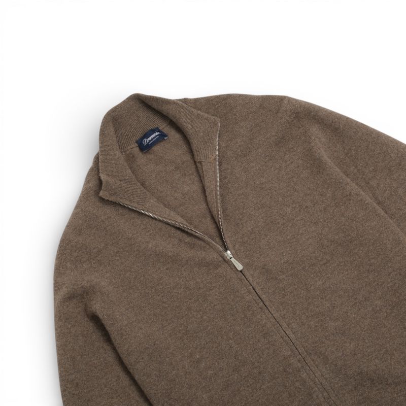 Taupe Wool & Cashmere Full-Zip