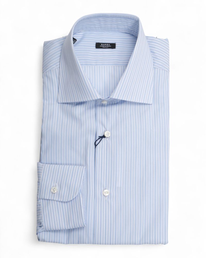 Blue/White Striped Poplin Shirt