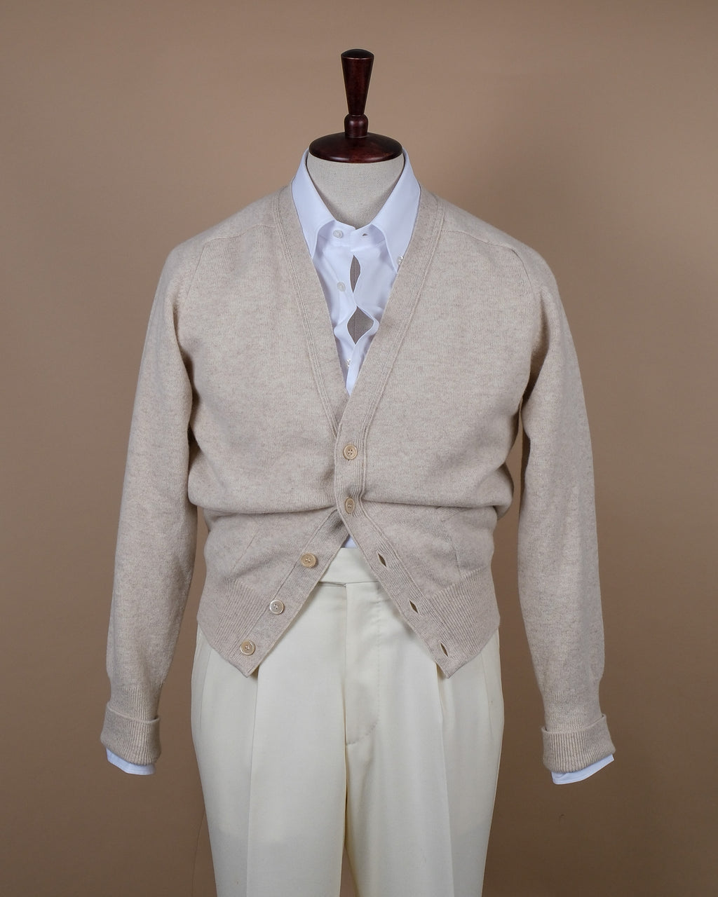 Fawn Geelong Lambswool Cardigan