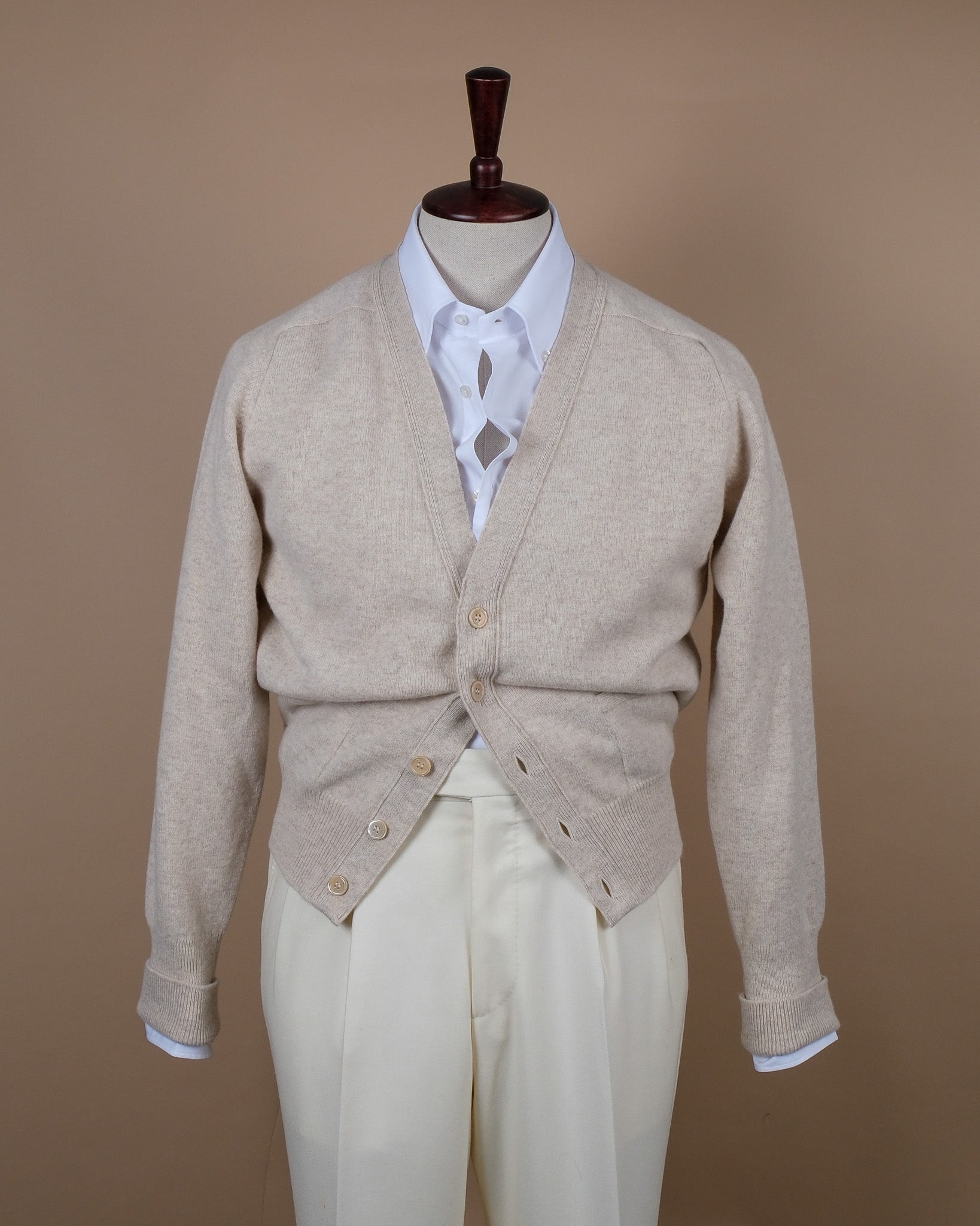 Fawn Geelong Lambswool Cardigan