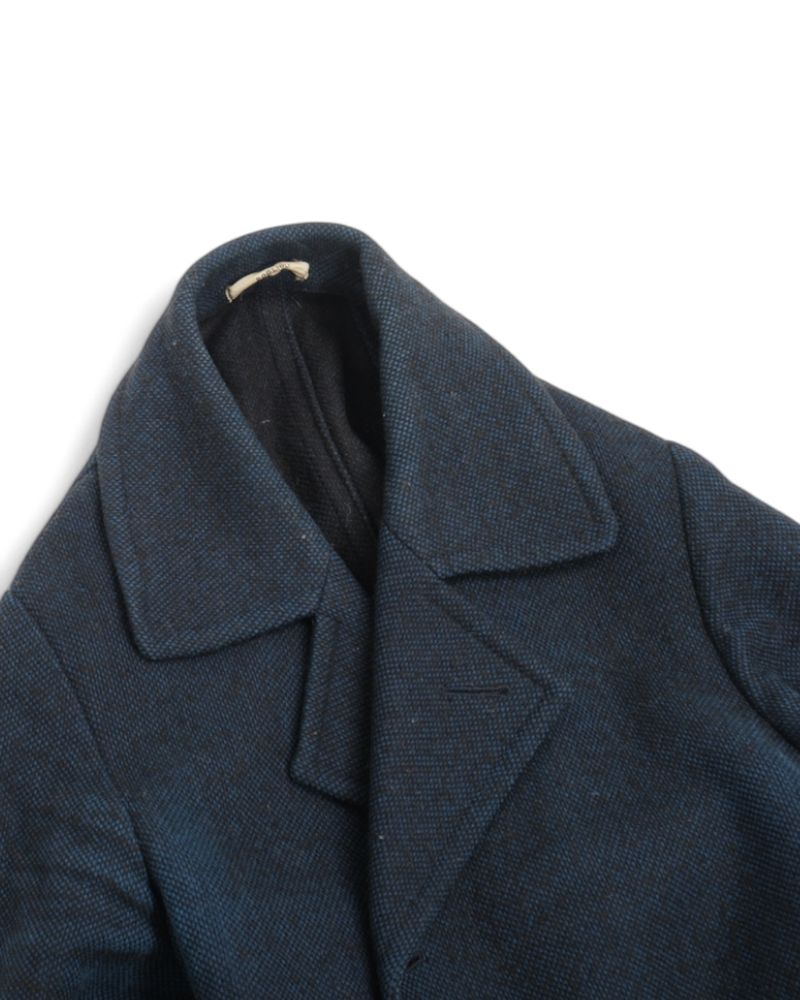 Dark Blue DB. Unlined Wool & Cotton Peacoat