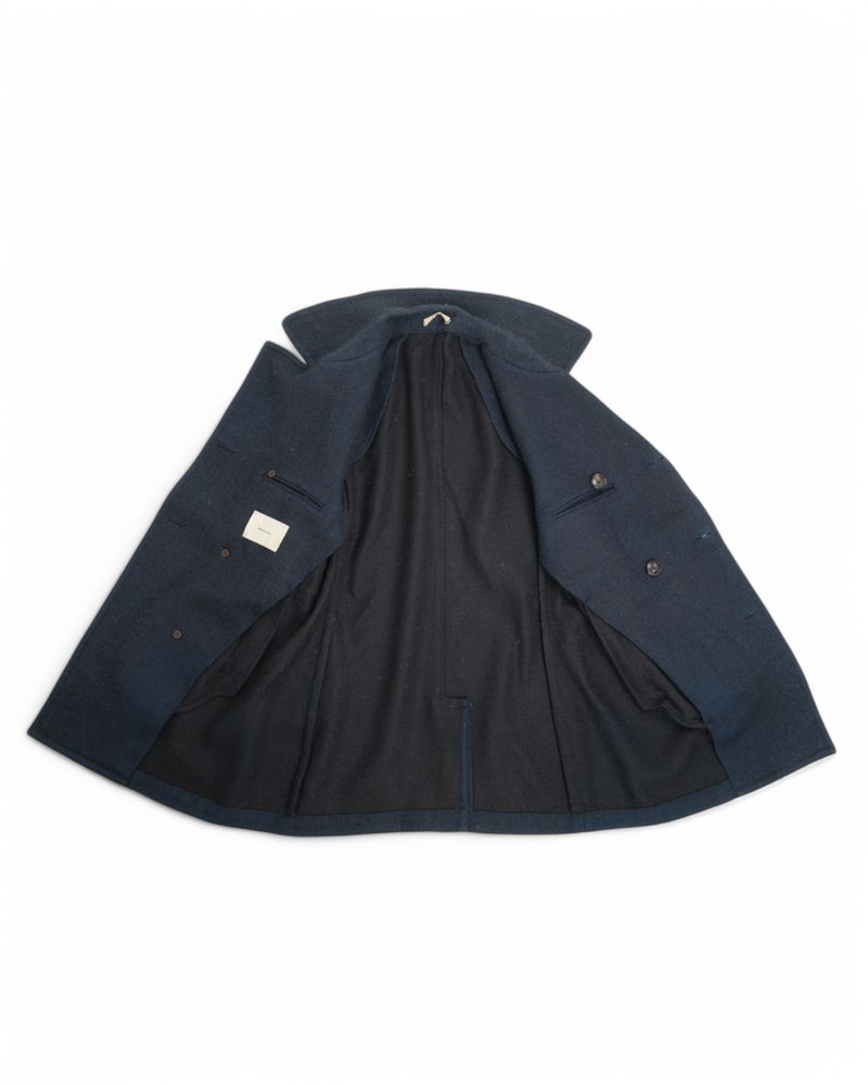 Dark Blue DB. Unlined Wool & Cotton Peacoat