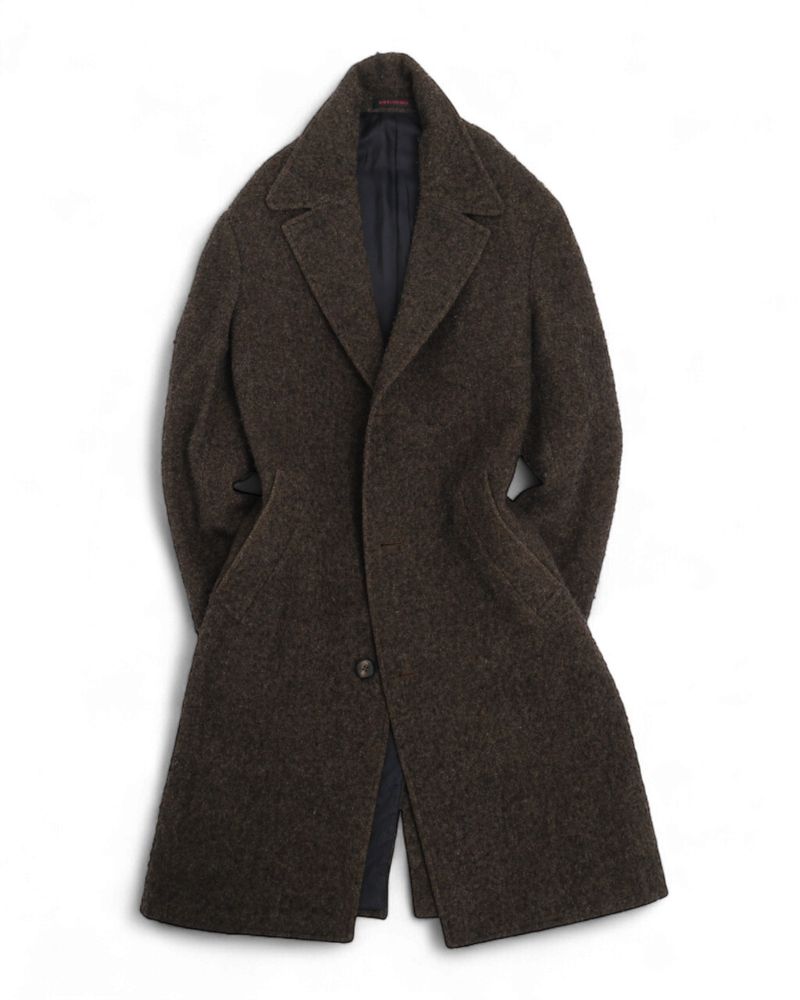 Dark Brown Unconstructed Heavy Slub Wool Coat
