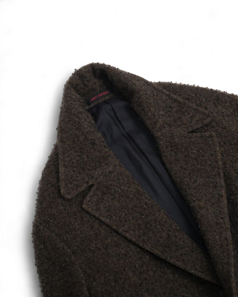 Dark Brown Unconstructed Heavy Slub Wool Coat