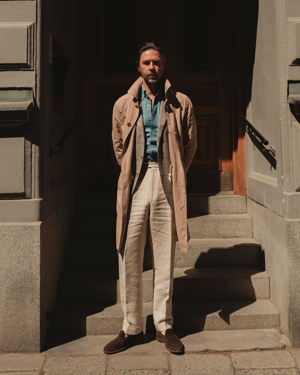 Beige Raglan Cotton Coat