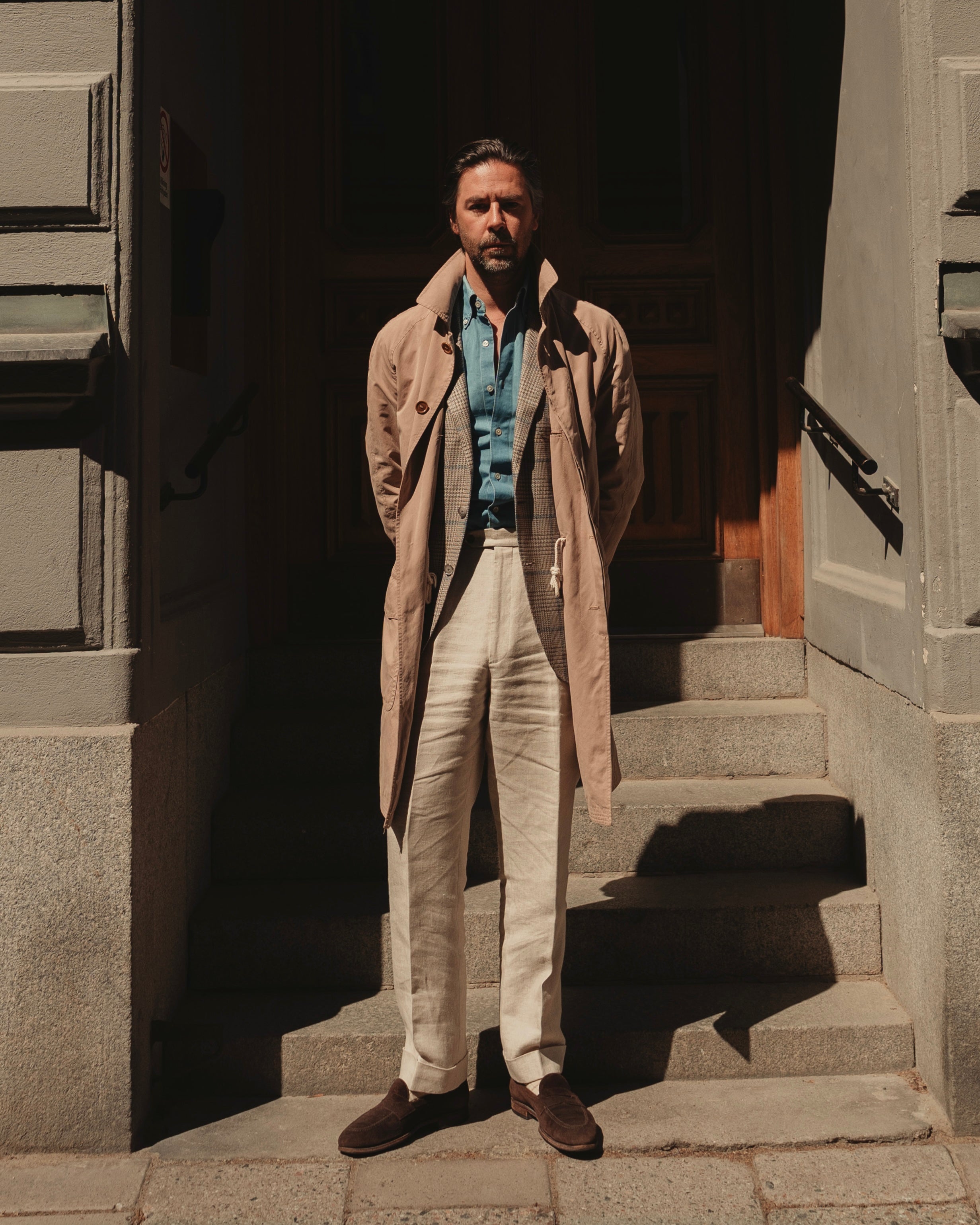 Beige Raglan Cotton Coat