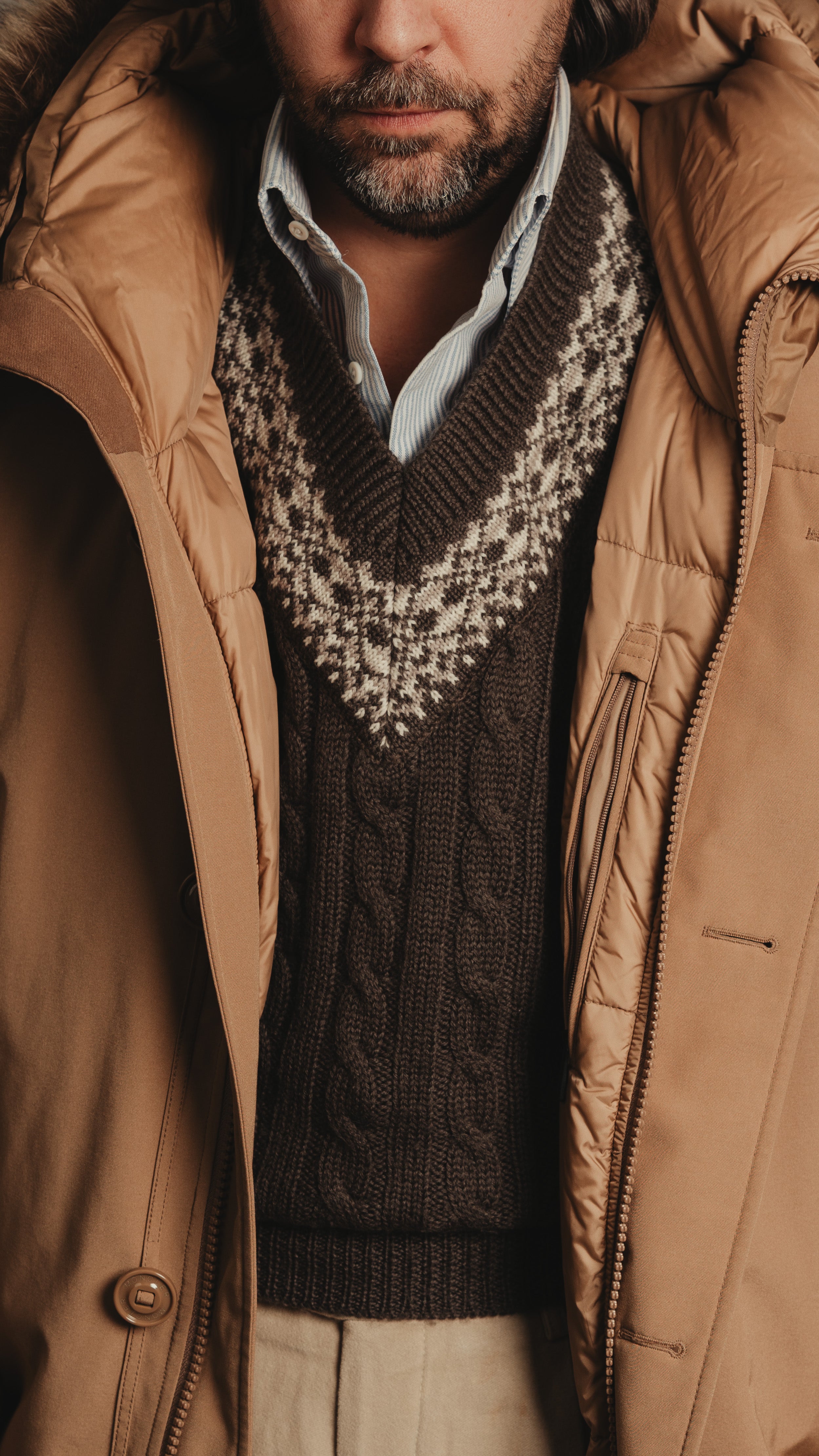 Beige Down Fur Parka