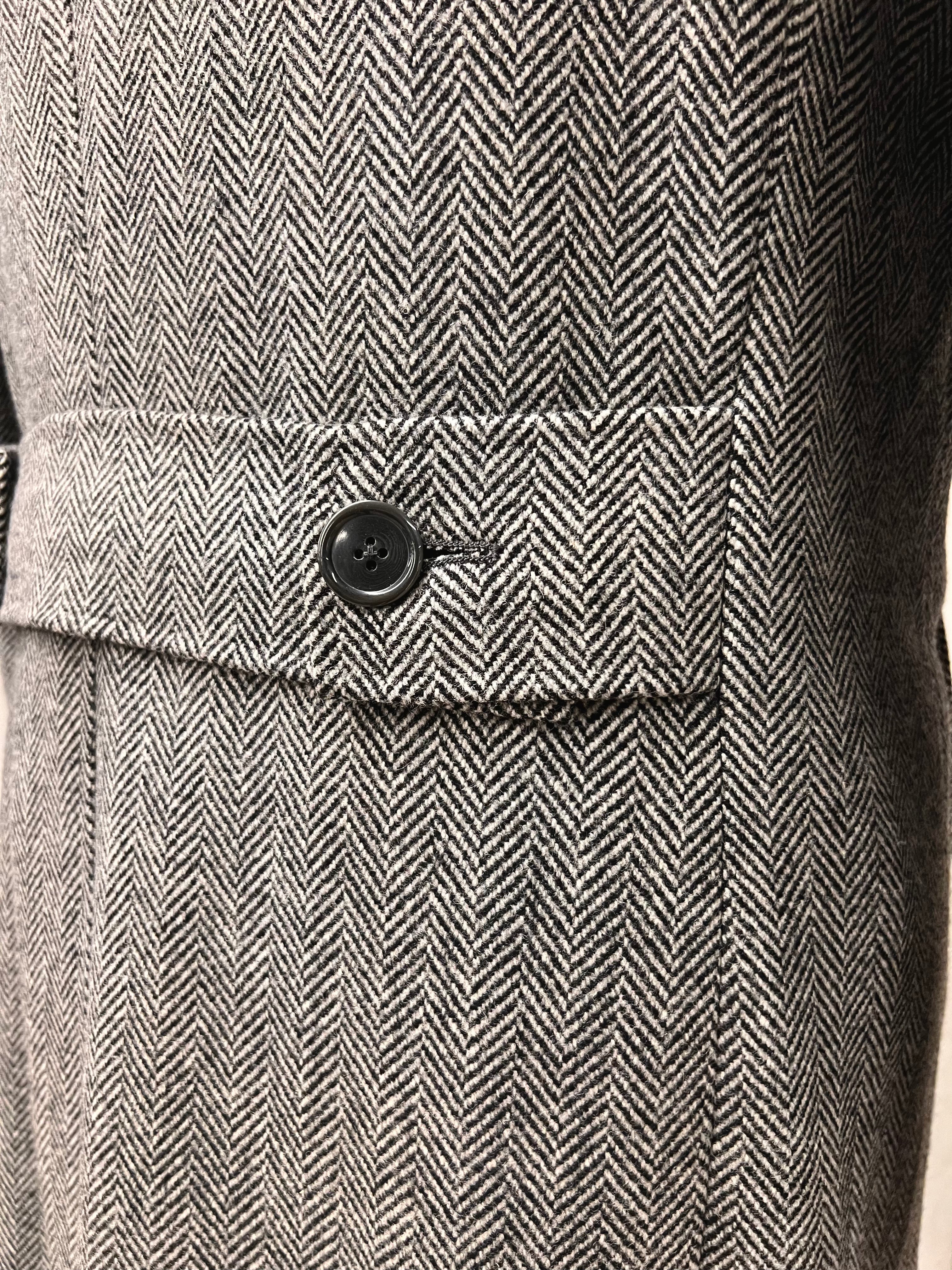 Grey Herringbone Wool & Cashmere Coat