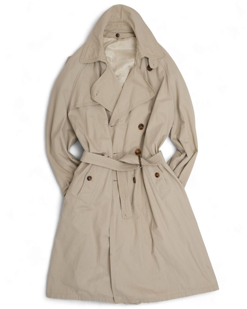 Stone Beige Belted DB. Raglan Trenchcoat