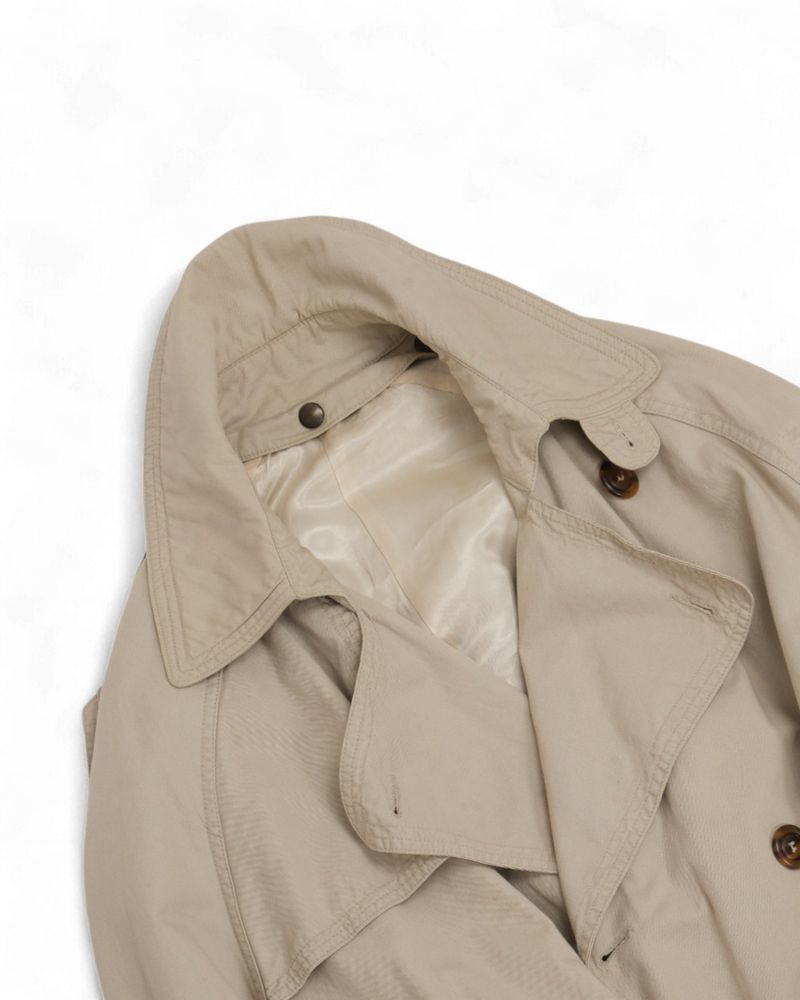 Stone Beige Belted DB. Raglan Trenchcoat