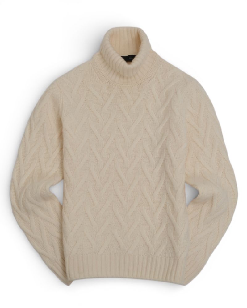 Off-White Virgin Wool Cable-Knit Rollneck