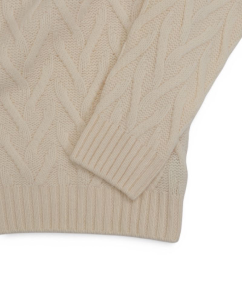 Off-White Virgin Wool Cable-Knit Rollneck