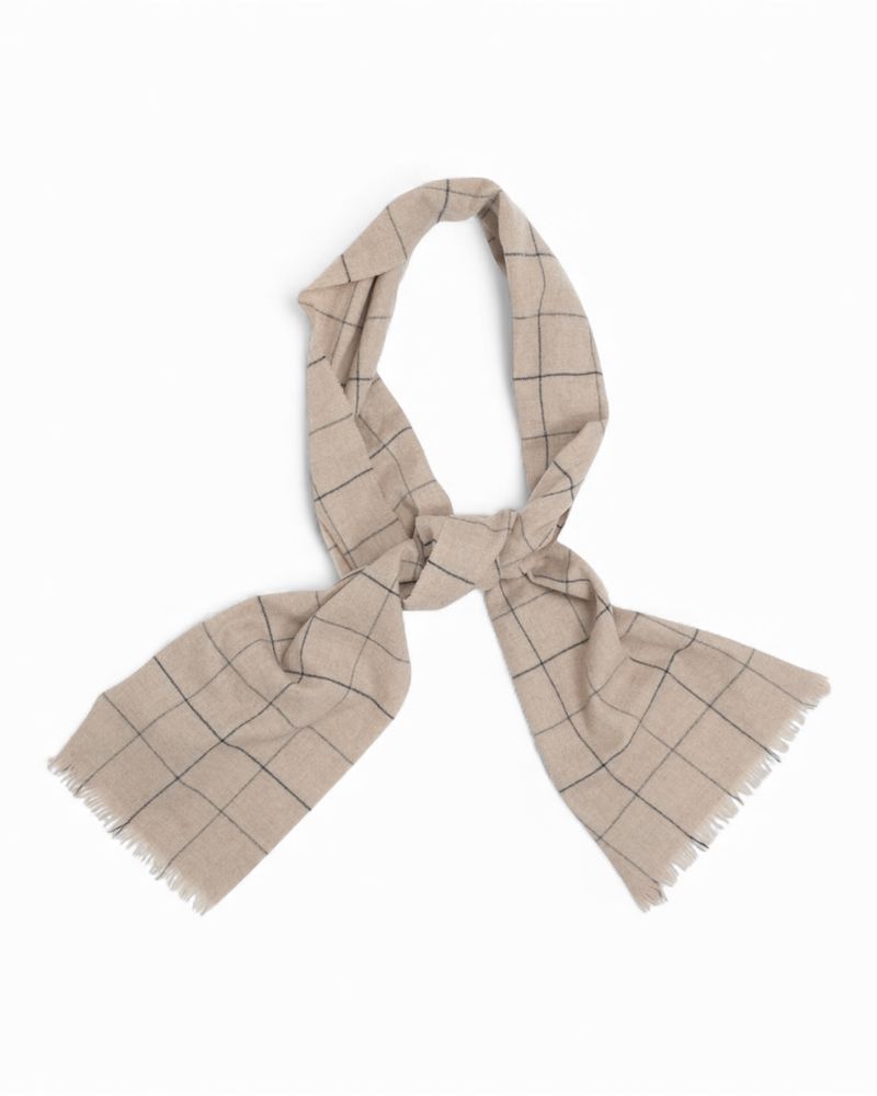 Beige Checked Cashmere Scarf