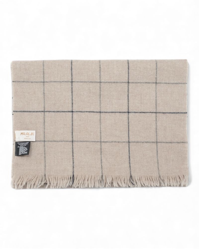 Beige Checked Cashmere Scarf